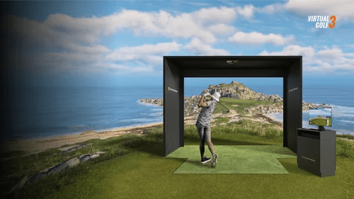 Premium TrackMan bespoke golf simulator installation in a luxury home garden room, UK